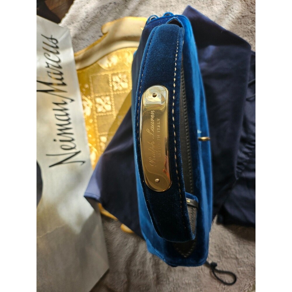 Ralph Lauren Tiffin 33 Velvet Top-Handle Bag, Prussian Blue, NWT - Picture 3 of 16